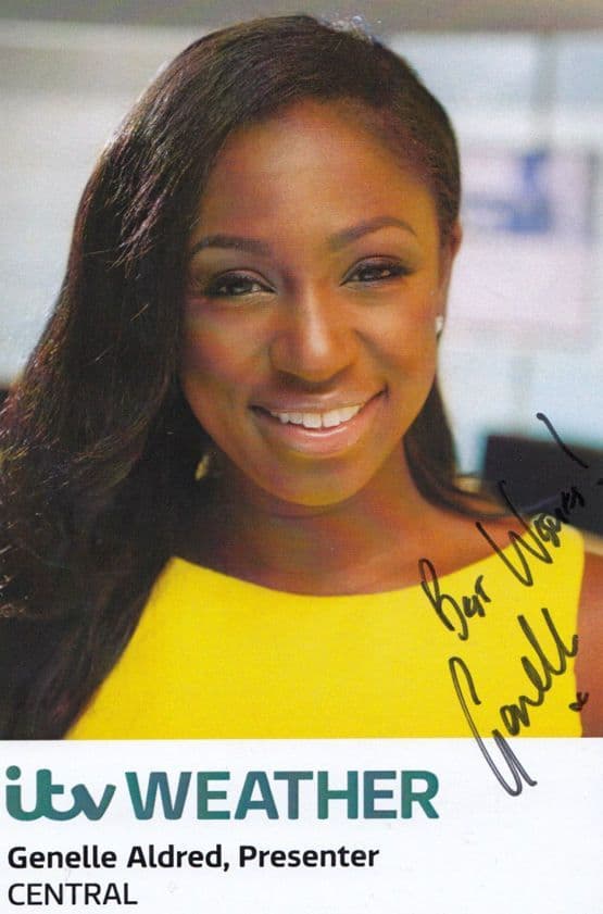 Genelle Aldred ITV Central Weather Weathergirl Hand Signed Cast Card Photo