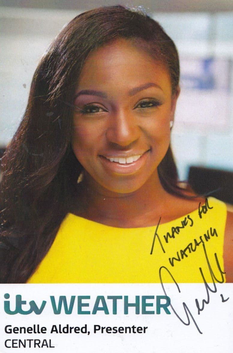 Genelle Aldred TV Central Weather Weathergirl Hand Signed Cast Card Photo