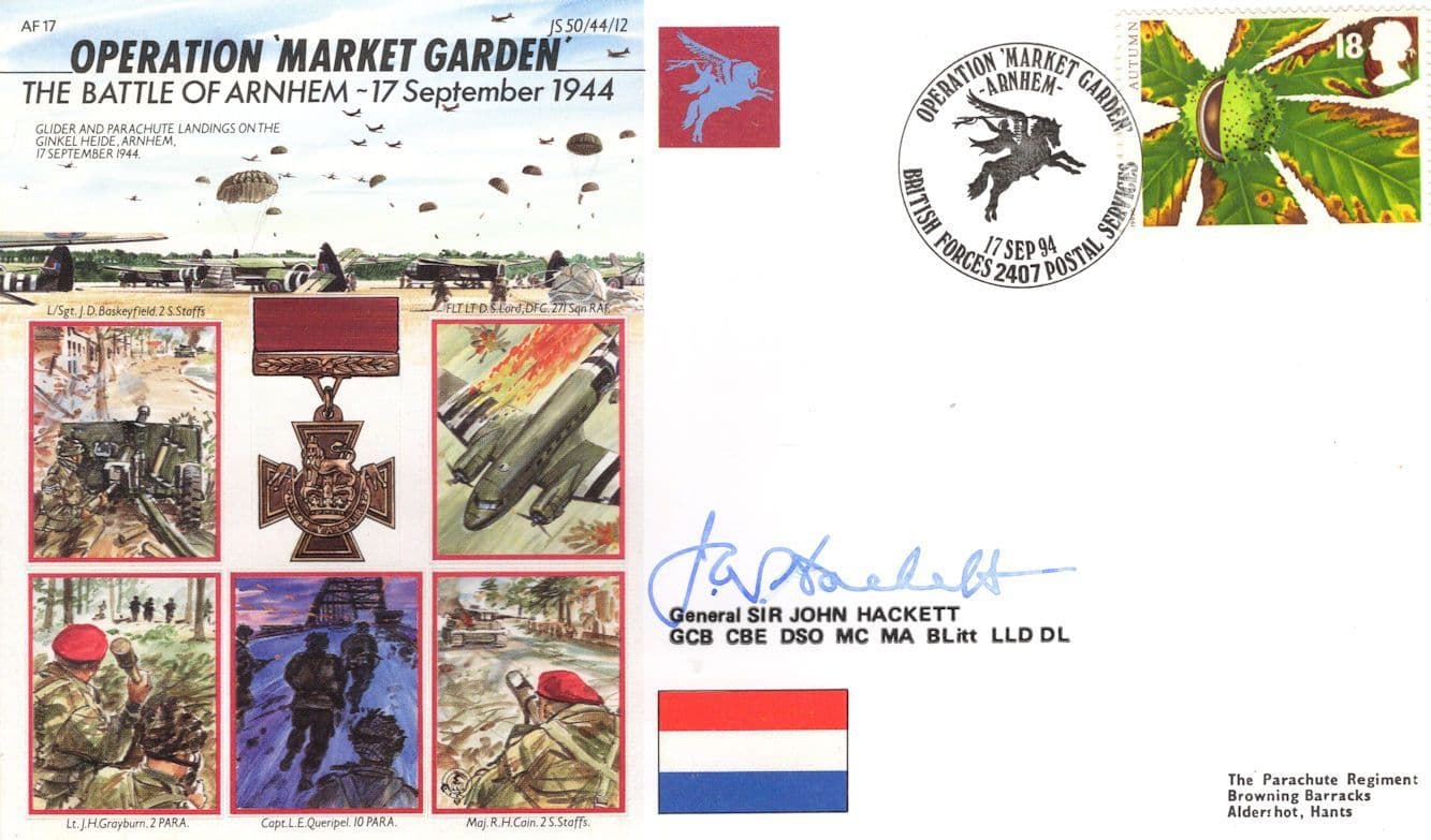 General John Hackett Operation Market Garden WW2 Military Hand Signed FDC