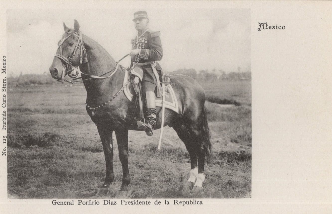 General Porfirio Diaz Presidente Military Mounted Army Mexico Old Postcard