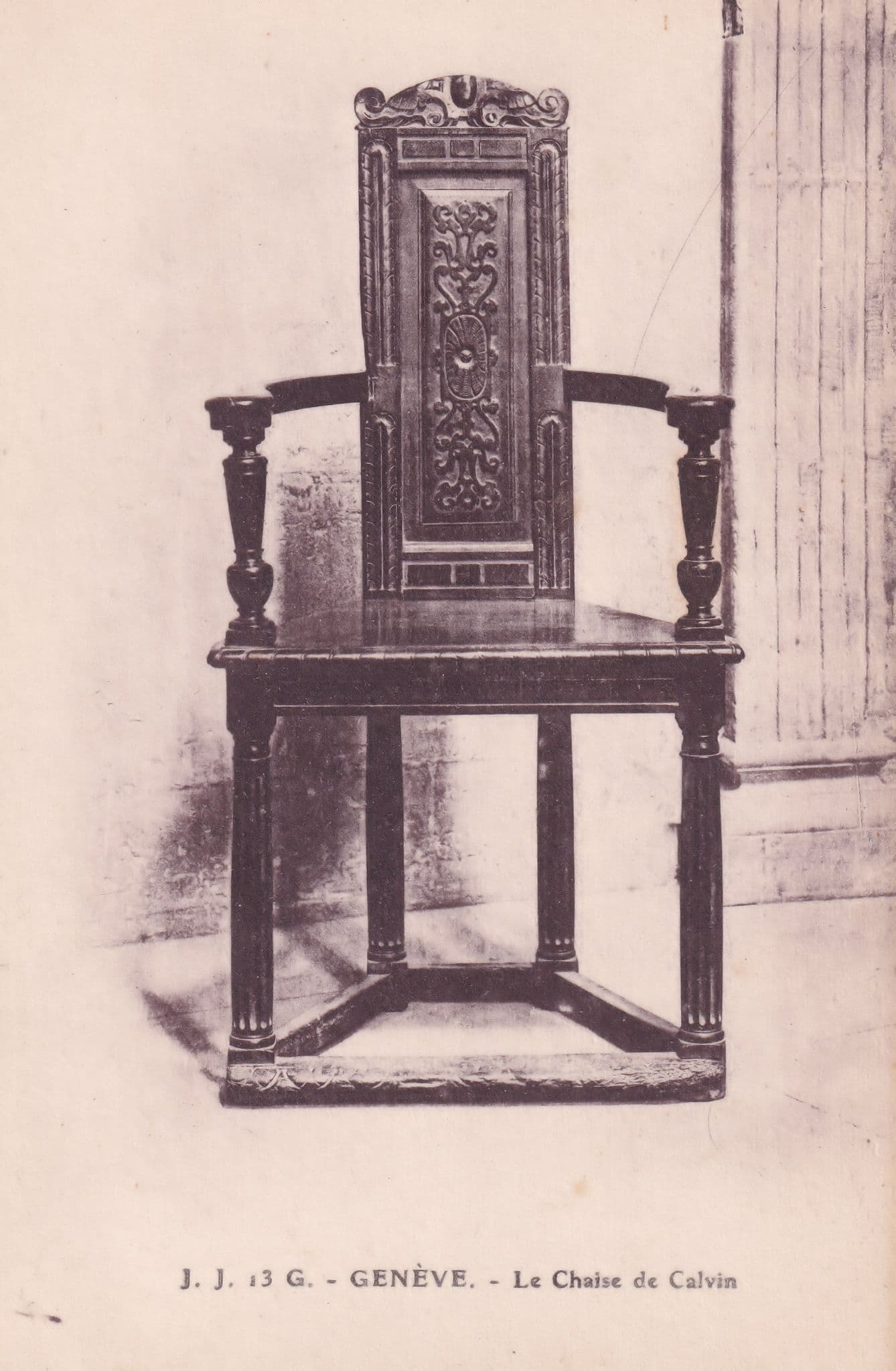 Geneve Calvin Chair Switzerland Old Postcard