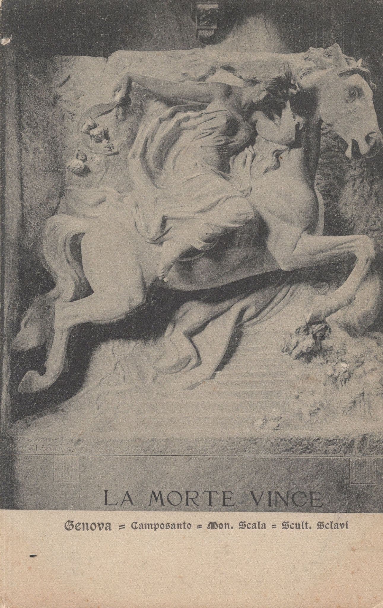 Genova La Morte Vince Horse Mythology Italian Statue Postcard