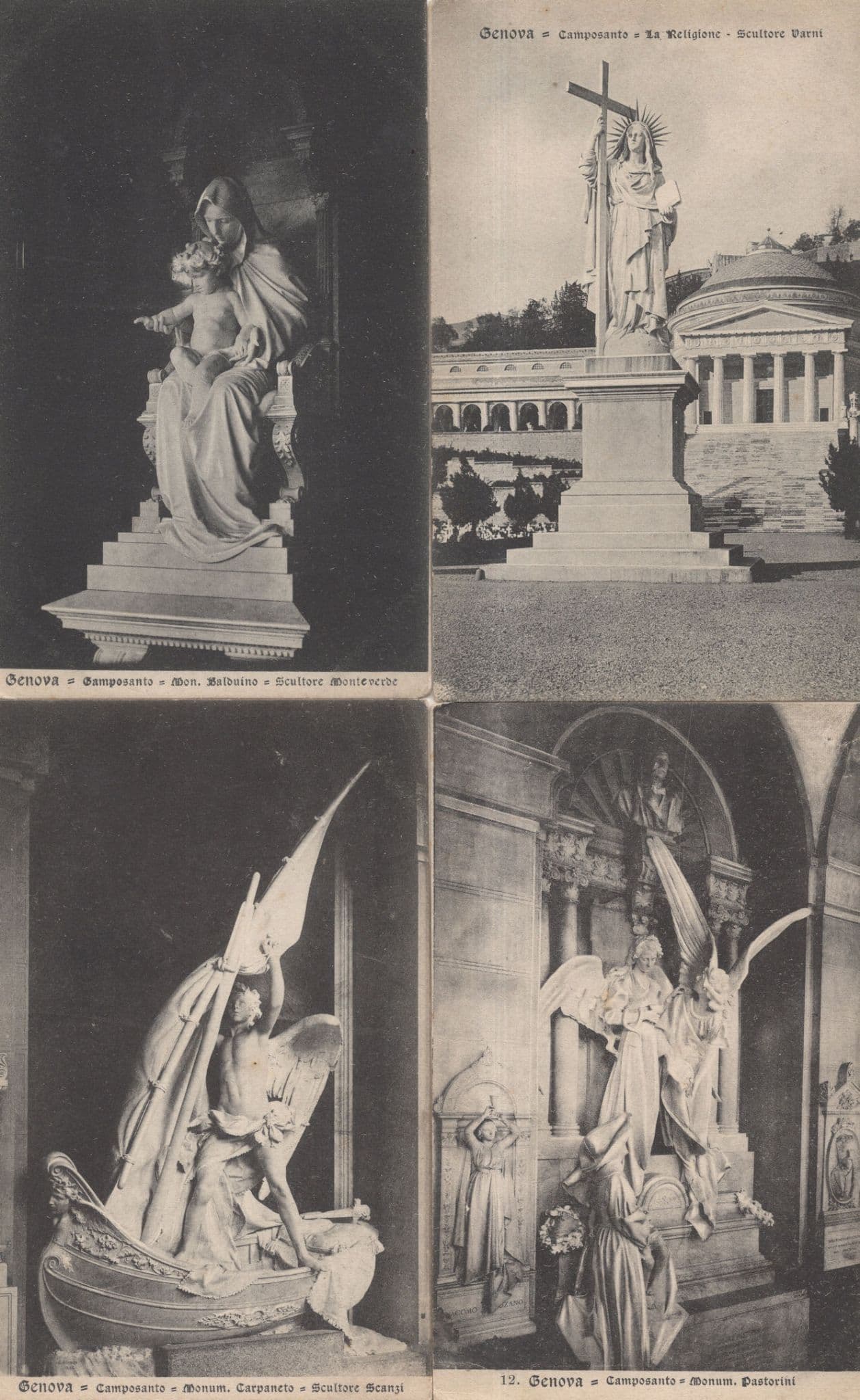 Genova Statues Scultore 4x Old Italian Monument Art Postcard s
