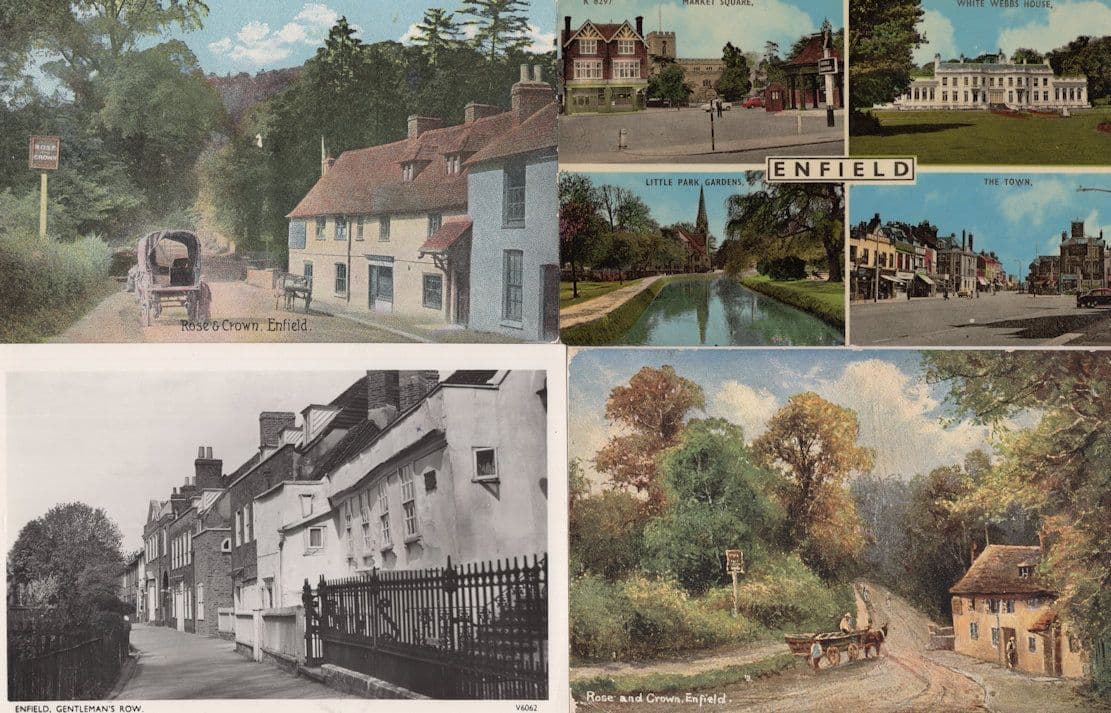 Gentlemans Row Rose & Crown Enfield 4x Postcard s