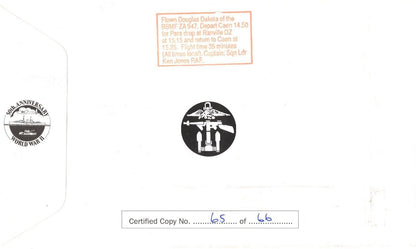 Geoffrey Barkway Pegasus Bridge D-Day WW2 LTD TO 66 Hand Signed FDC