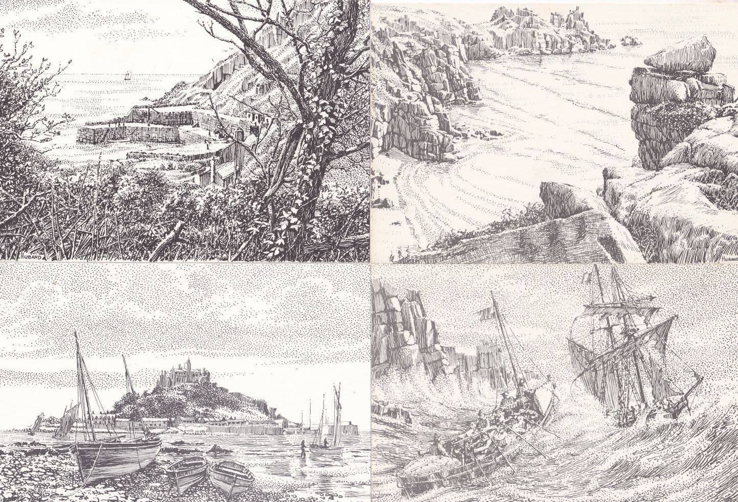 Geoffrey Huband Cornwall Lifeboat Rescue 4x Painting Postcard s