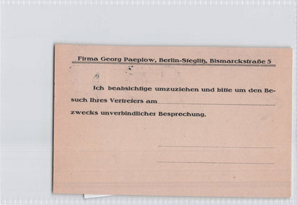 Georg Paeplow Berlin Steglitz Furniture Transport Antique  German Postcard