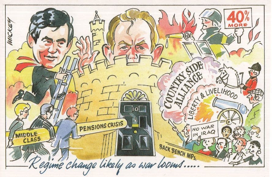 George Bush Iraq War Fire Disaster On Castle Comic Humour Postcard