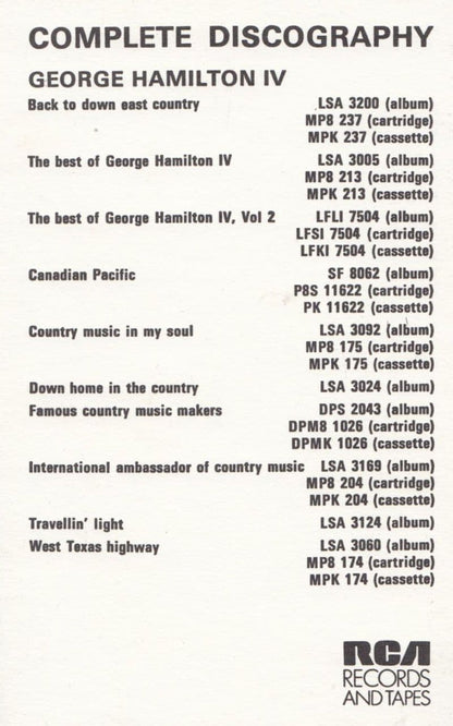 George Hamilton IV Country & Western Singer RCA Discography 1970s Photo Souvenir