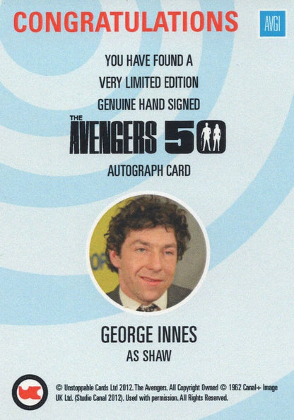 George Innes The Avengers TV Show Hand Signed Autograph Card