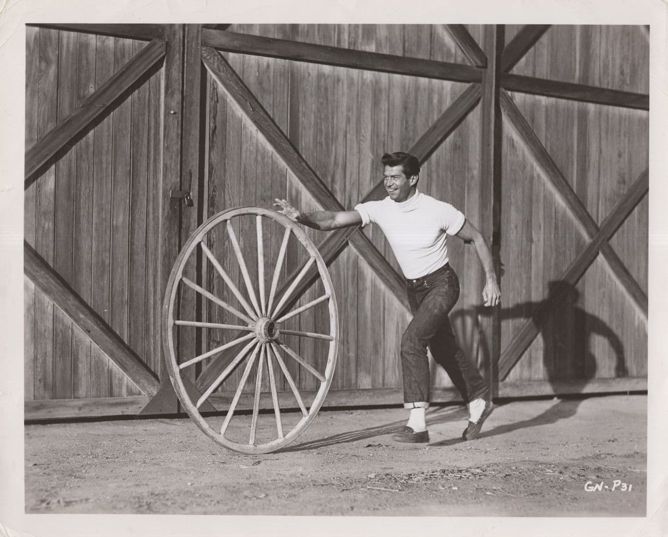George Nader Penny Farthing Wheel 2x Old Film 10x8 Photo s