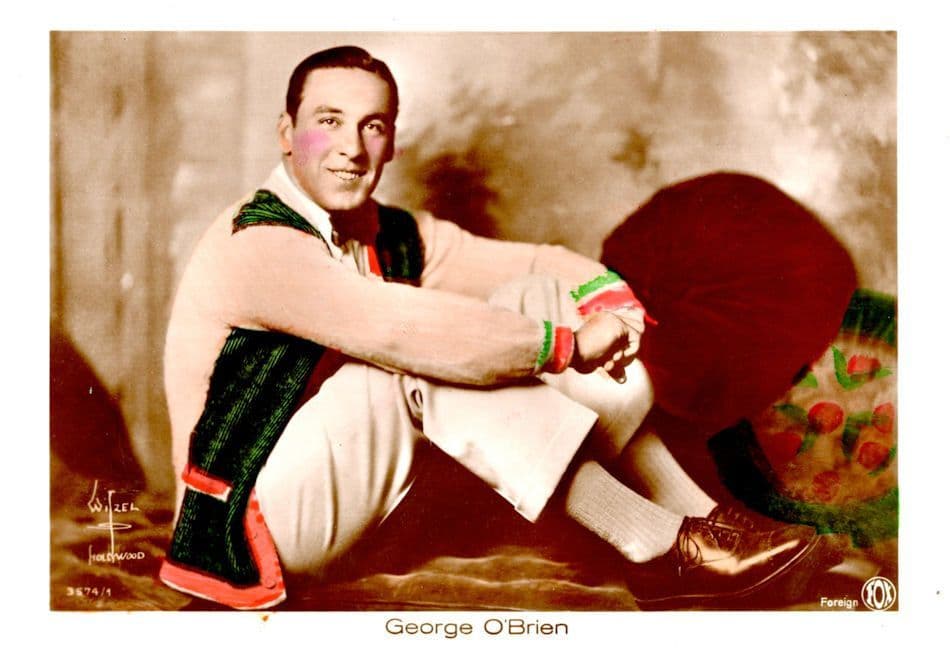 George O'Brien Film Actor Hand Coloured Tinted Real Photo Postcard (1)