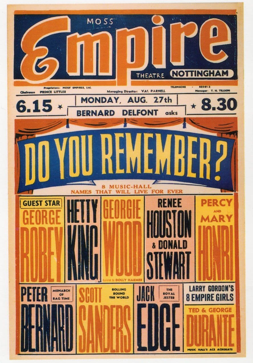 George Robey Hetty King Jazz Music Moss Empire Nottingham Theatre Postcard