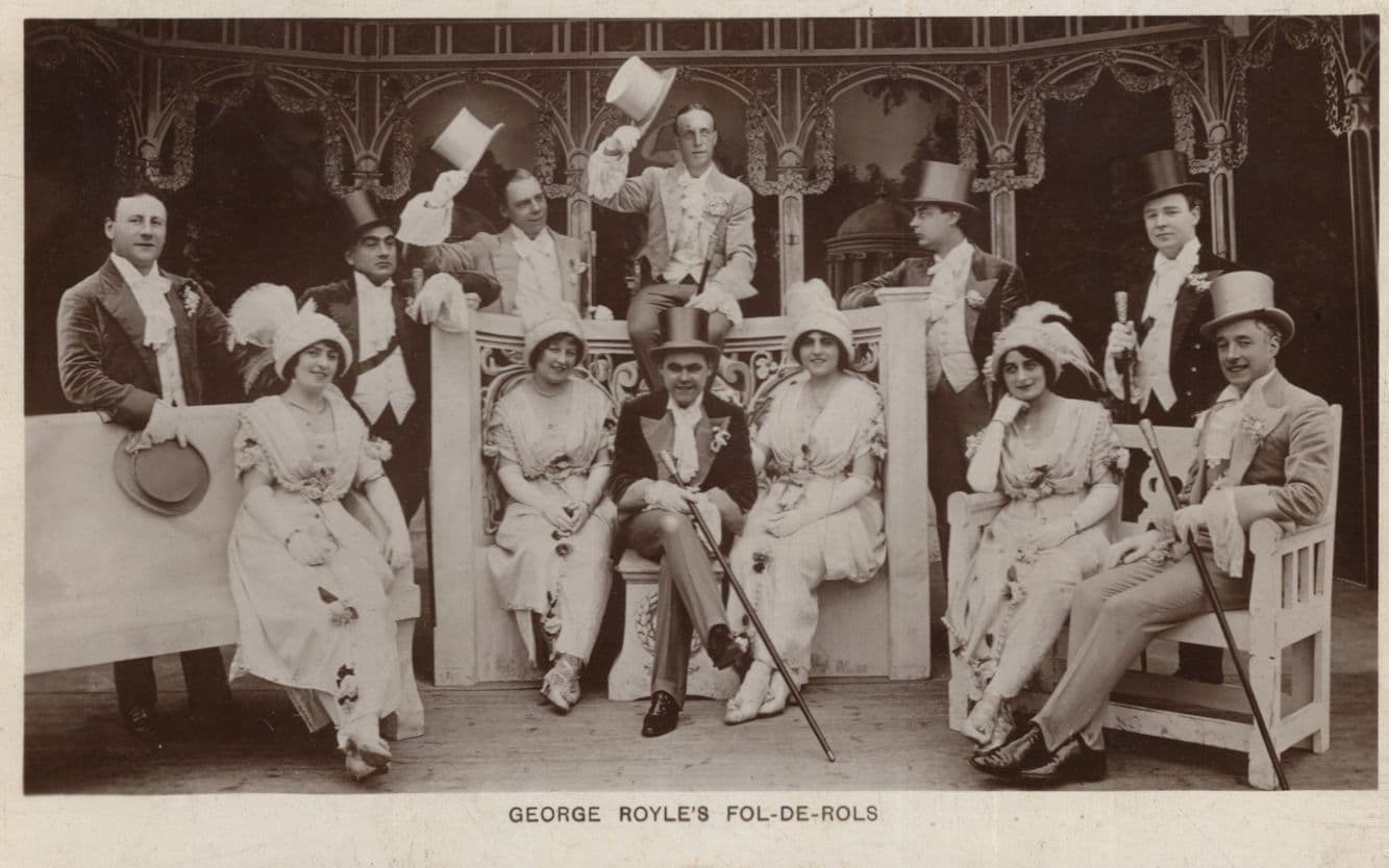George Royle's Troubadours Fol De Rols Top Hats & Tails Theatre Postcard
