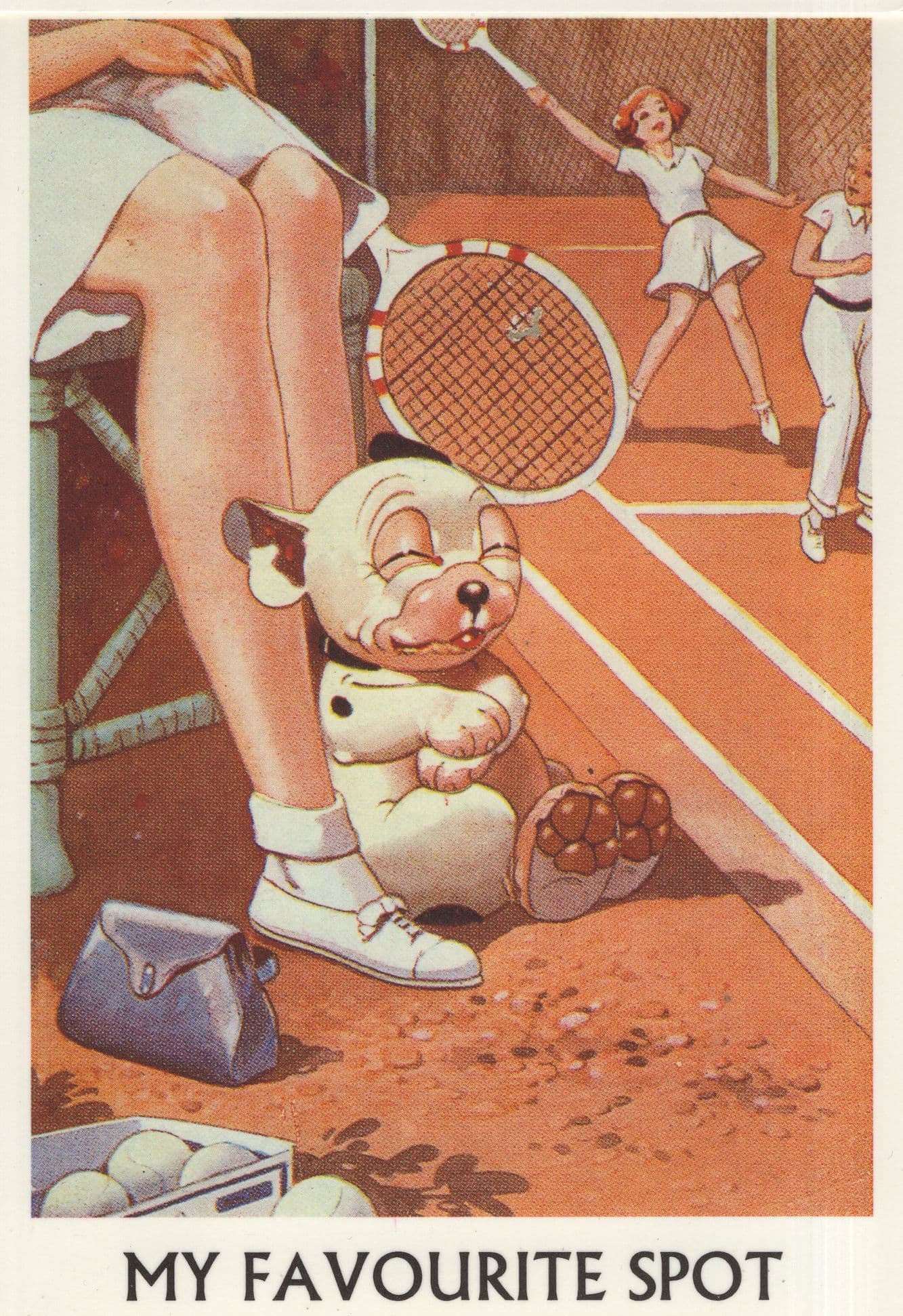 George Studdy Bonzo Dog At Tennis Match Hand Signed Comic Postcard