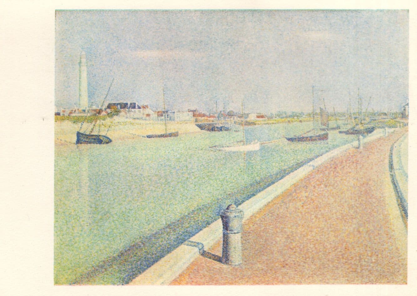 Georges Seurat Boats Lighthouse The Canal At Gravelines Fort Philippe French Painting Postcard