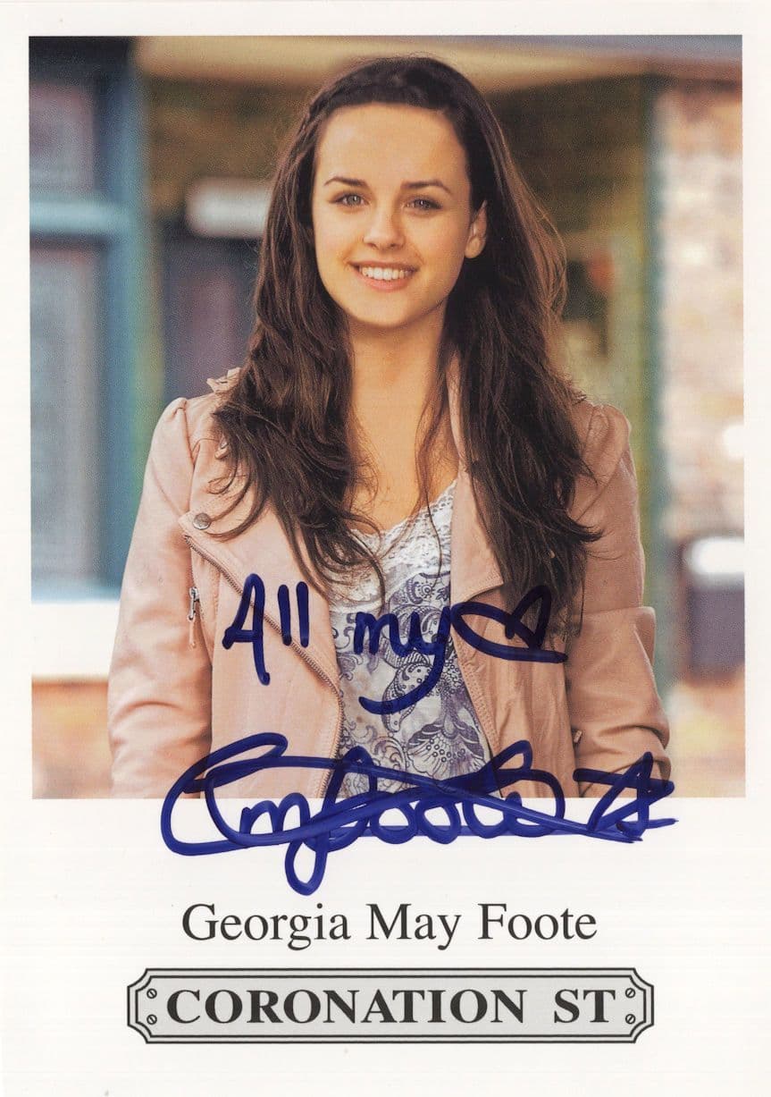 Georgia May Foote Coronation Street RARE Hand Signed Cast Card Photo