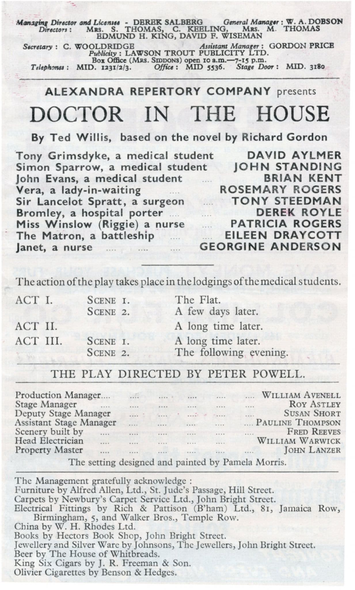Georgine Anderson of HG Wells Doctor In The House 1960s Theatre Programme