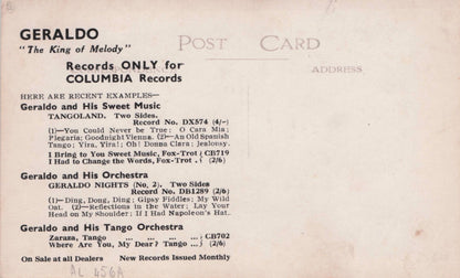 Geraldo & Tango Orchestra Jazz Big Band 1930s Real Photo Postcard