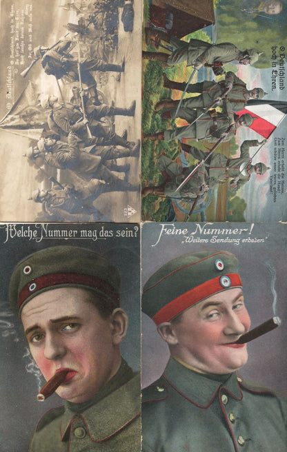 German Army Smoking Wangen Ering Frontline 4x ALL Sent From Soldier Postcard s