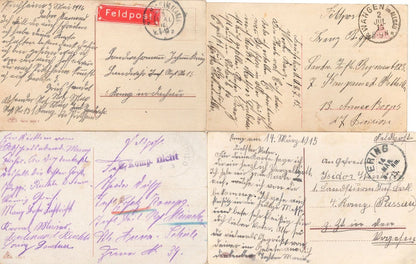 German Army Smoking Wangen Ering Frontline 4x ALL Sent From Soldier Postcard s