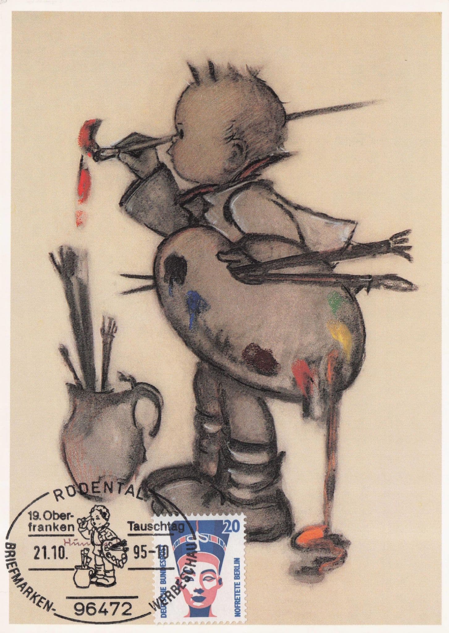 German Child Artist Painting Ruddental FDC Postcard