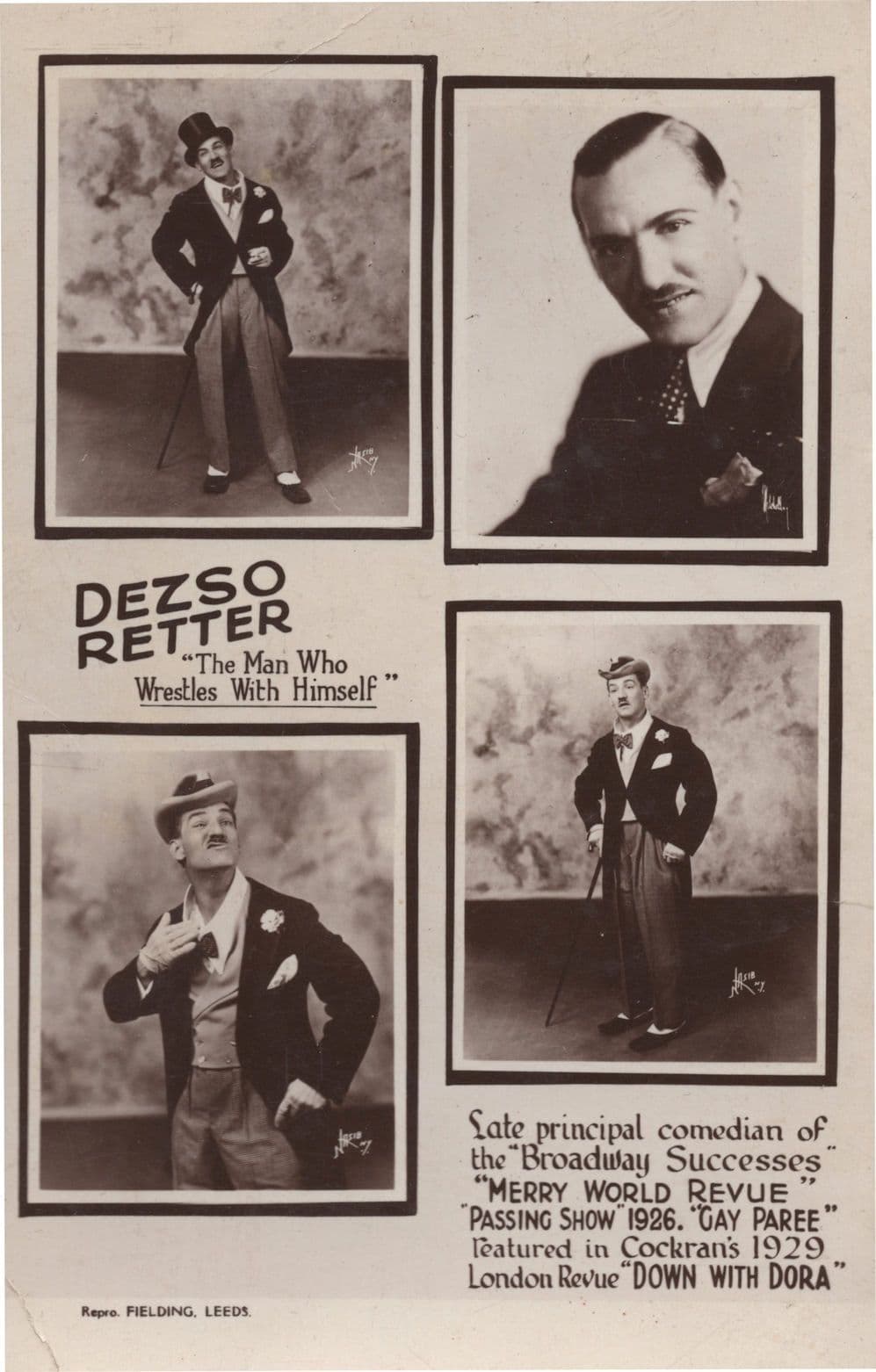 German Comedian Wrestler 1929 Revue London Comic Old Postcard