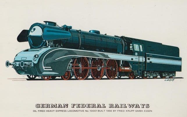 German Federal Railways Fred Krufpp Essen Oil Fired Locomotive Train Postcard