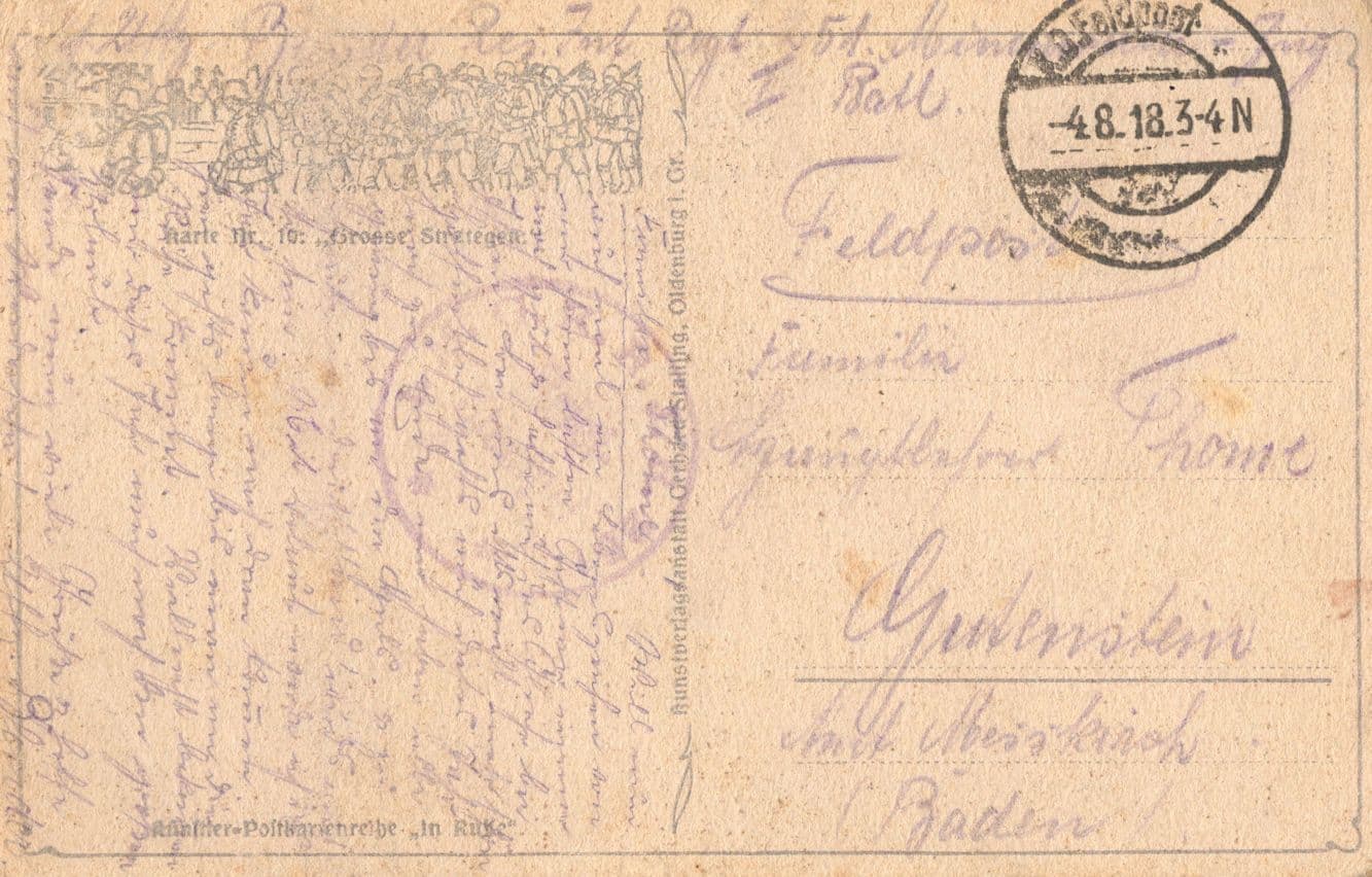 German Gun To Head Finger Sign WW1 Sent From Soldier Postcard