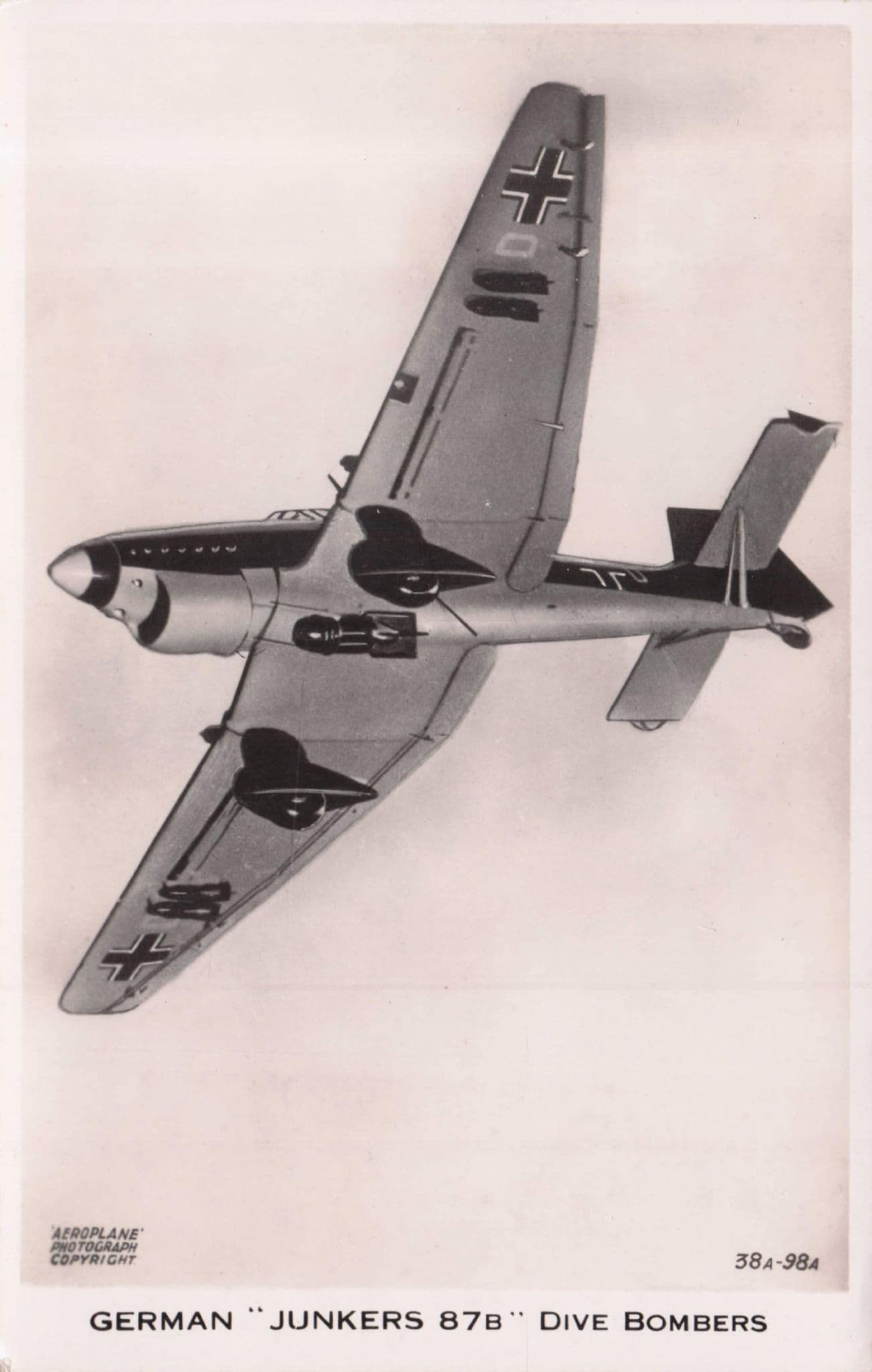 German Junkers 87B Dive Bomber Valentines Aircraft Old Postcard