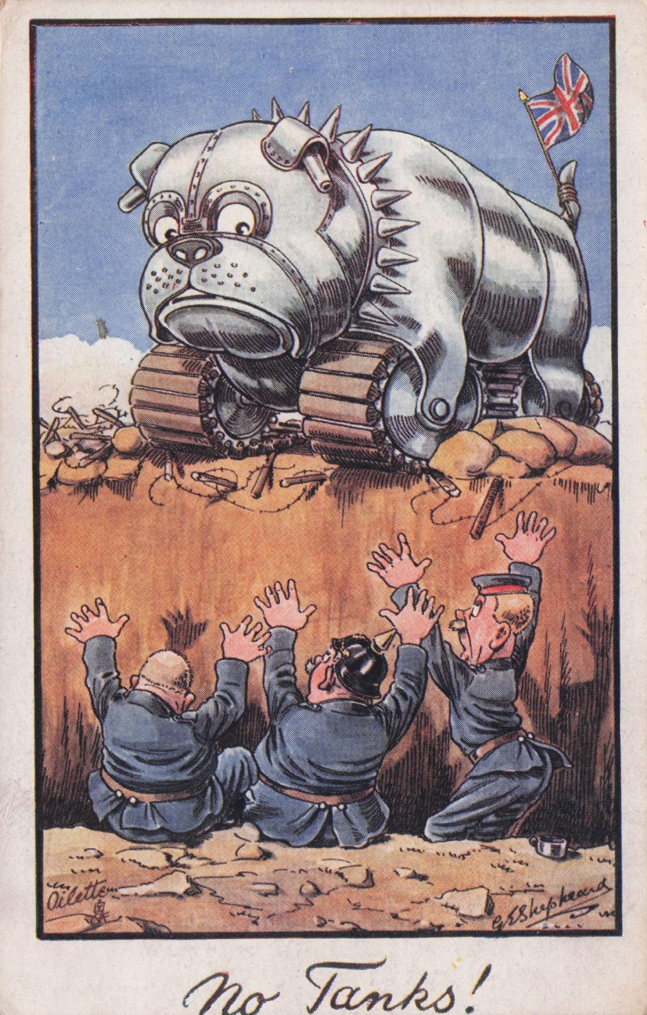German Kaiser Bulldog WW1 Old Army Tucks Some Tanks Military Postcard
