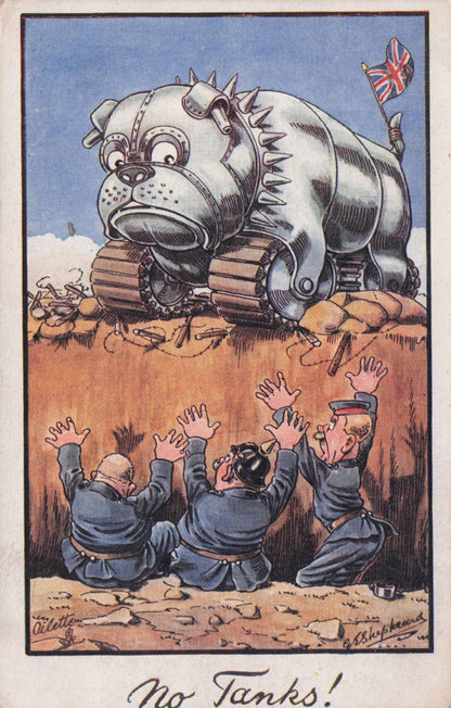 German Kaiser Bulldog WW1 Old Army Tucks Some Tanks Military Postcard