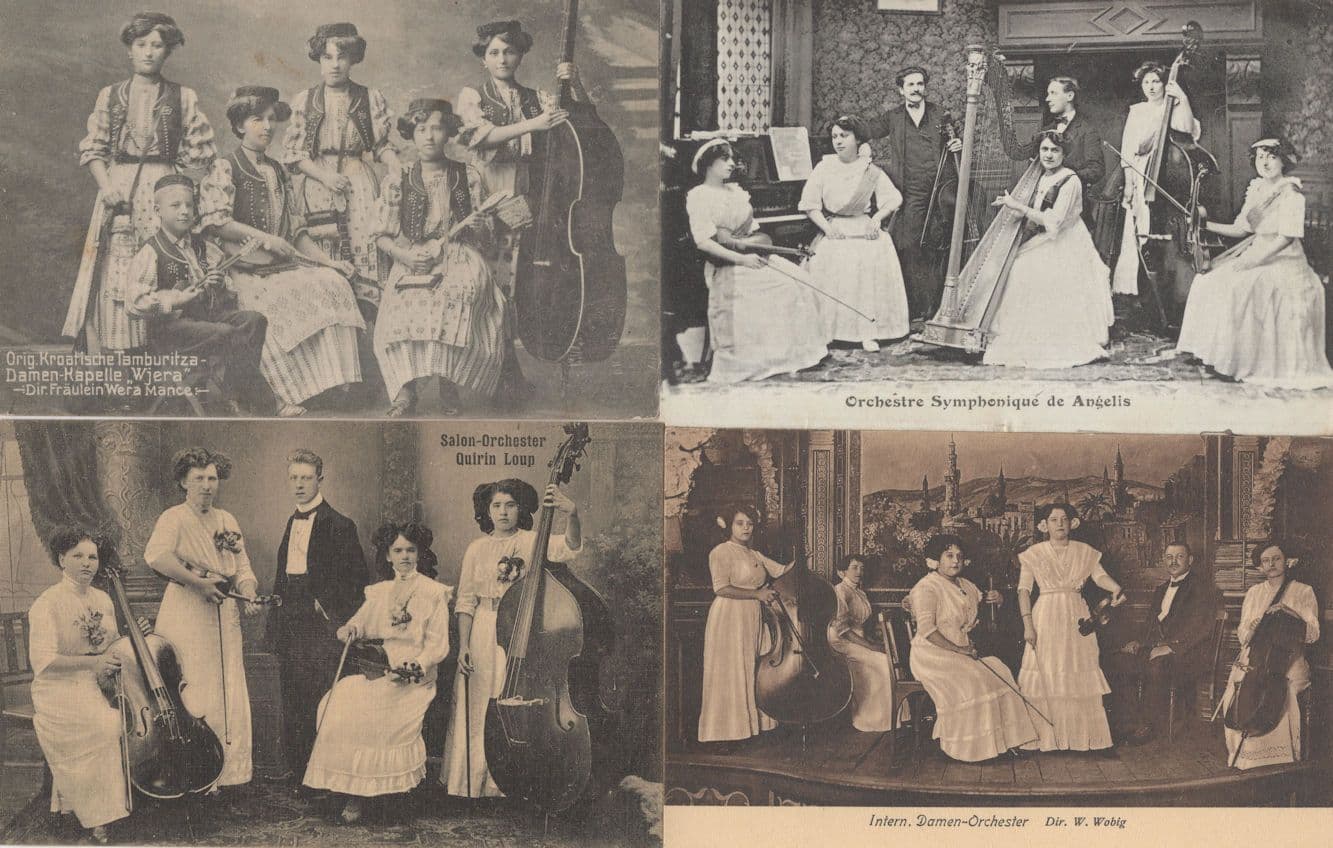 German Ladies Orchestra 4x Classical Music Identified Old Postcard s