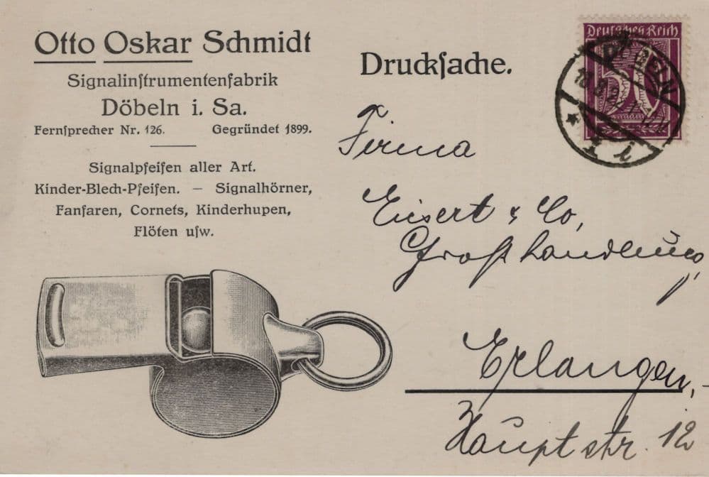 German Old Railway Train Whistles Signals 1920s Dobeln Advertising Postcard