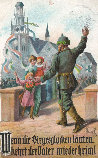 German Reunites With Family 1915 Sent By Ering Soldier WW1 Postcard