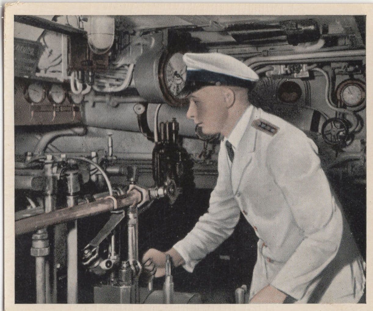 German Sailor In Combat Ships Control Room 1930s Cigarette Card