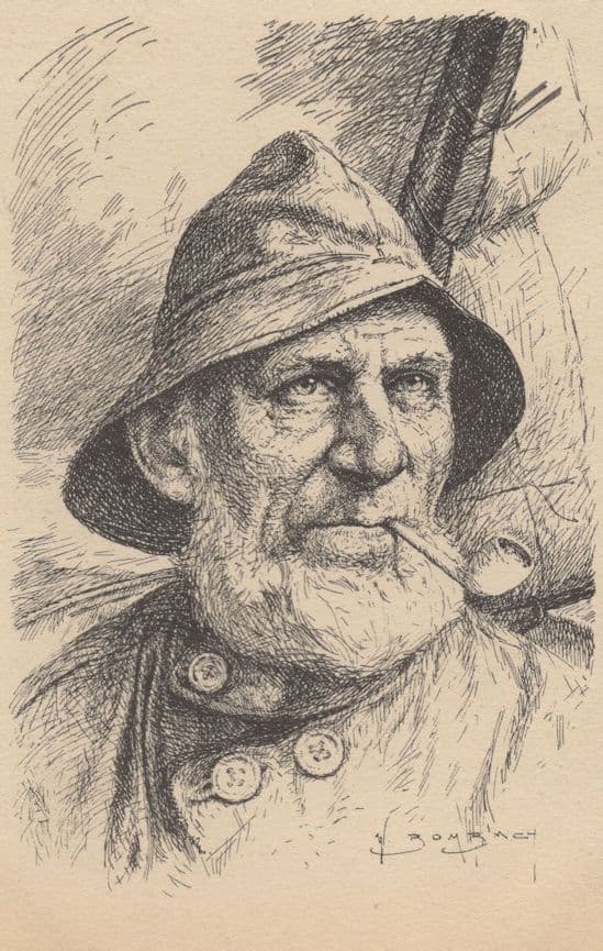 German Sailor Or Fisherman Pipe Smoking Damburger Beer Postcard