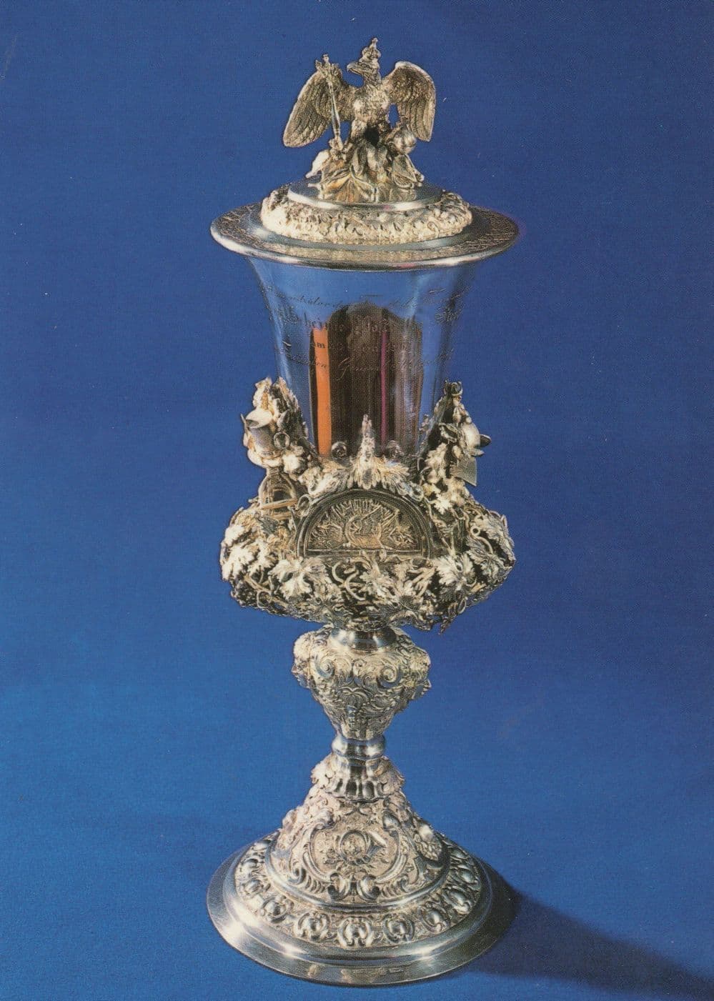 German Silberpokal Antique 1867 Silver Trophy Frankfurt Postcard