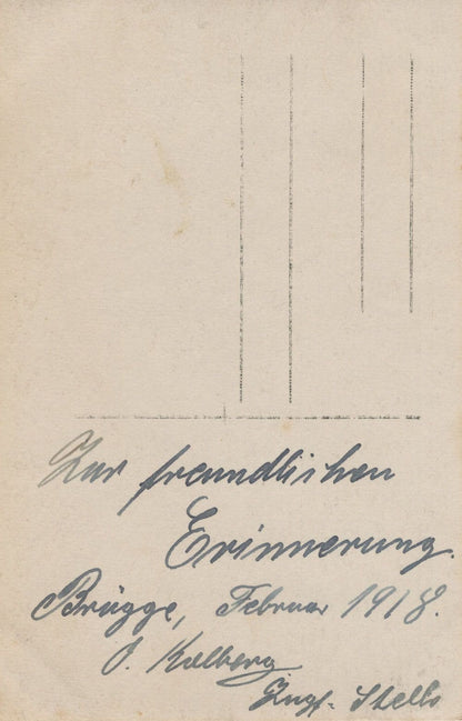 German Soldier in Brugge February 1918 WW1 Old Military Postcard
