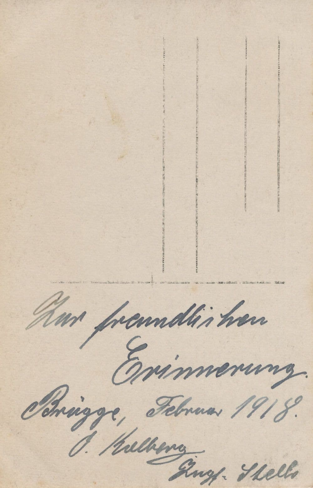 German Soldier in Brugge February 1918 WW1 Old Military Postcard