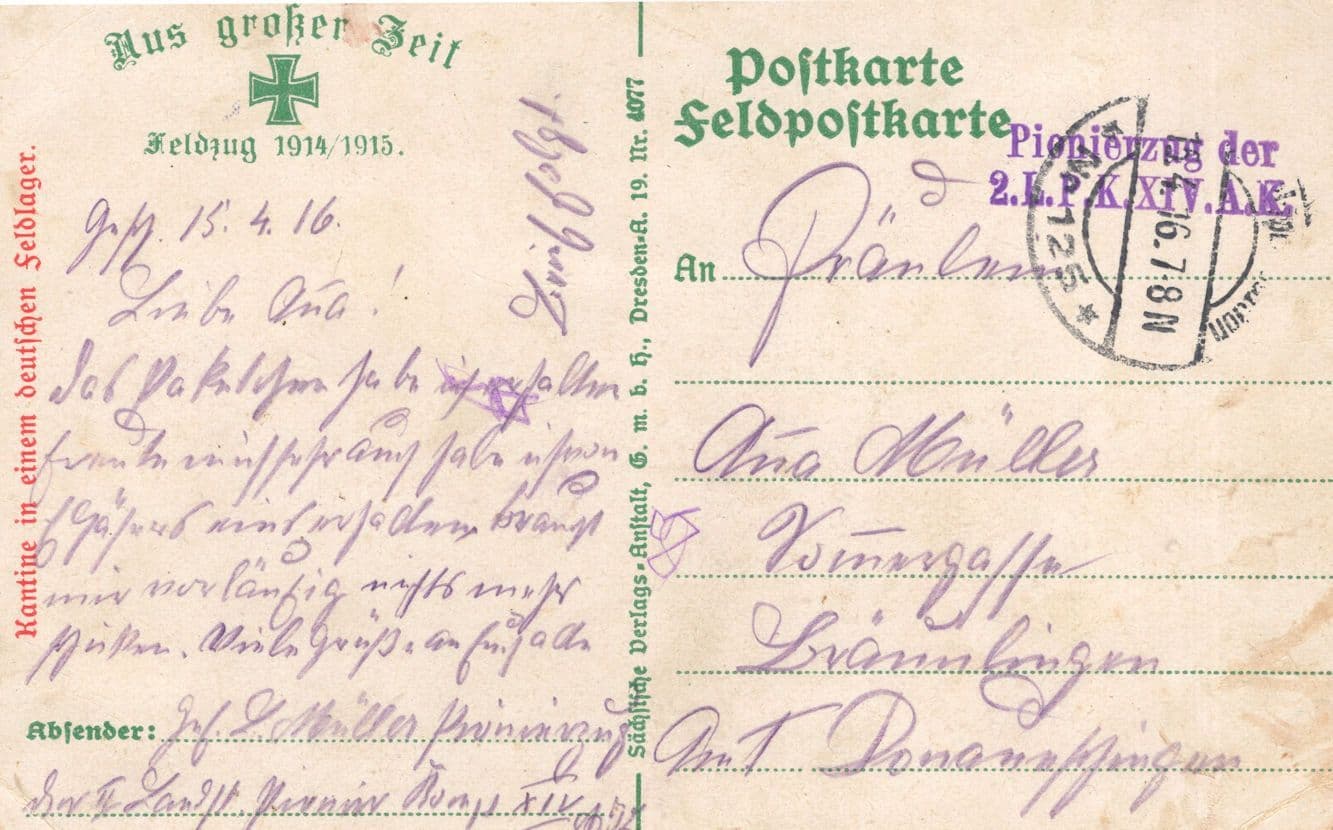 German Soldiers Military War Canteen Food Rations Sent By Soldier WW1 Postcard