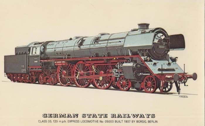 German State Railways Borsig Berlin 05003 Locomotive Express 5 Train Postcard
