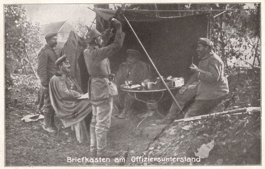 German WW1 Army Briefkasten Breakfast Officers Dugout Sent By Soldier Postcard