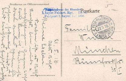 German WW1 Army Briefkasten Breakfast Officers Dugout Sent By Soldier Postcard