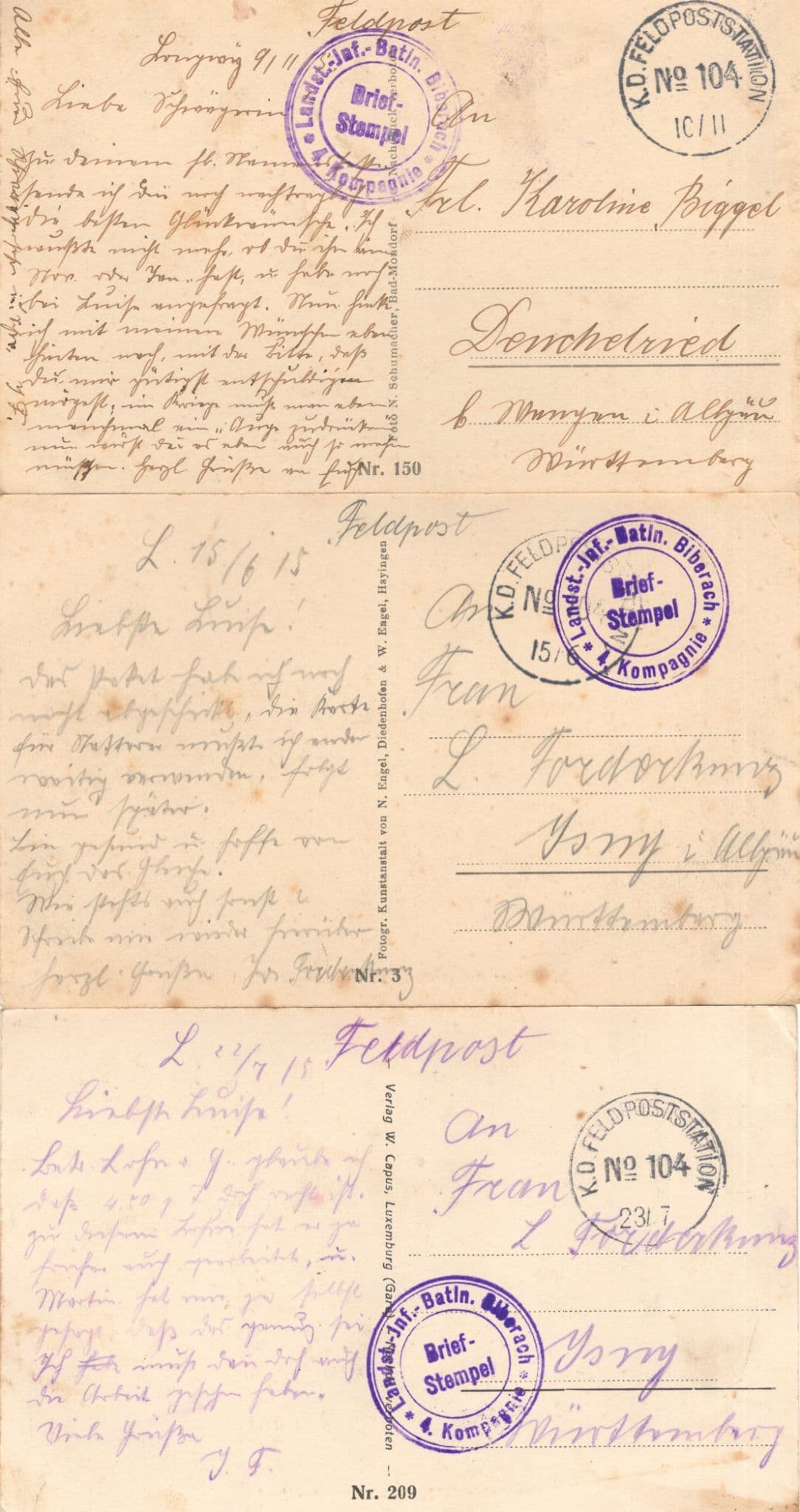 German WW1 Bomb Damage 3x Sent By War Soldier Postcard s