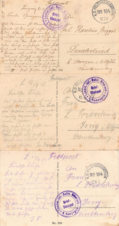 German WW1 Bomb Damage 3x Sent By War Soldier Postcard s