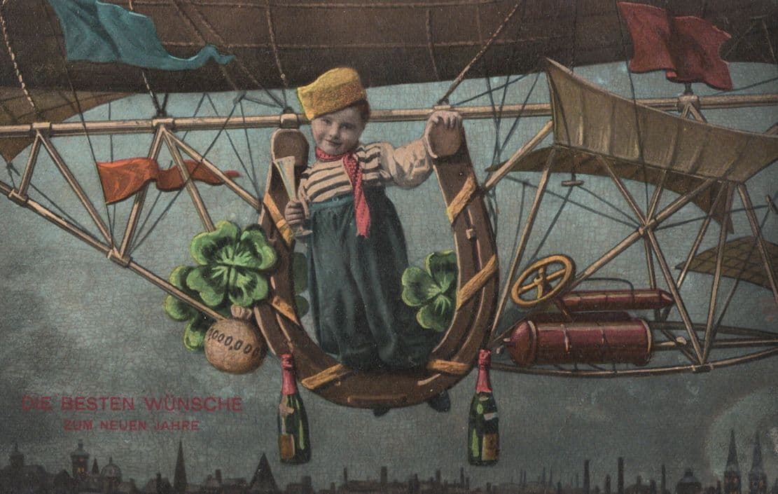 German WW1 Plane Glider Boxing Day Sent By Soldier War Postcard