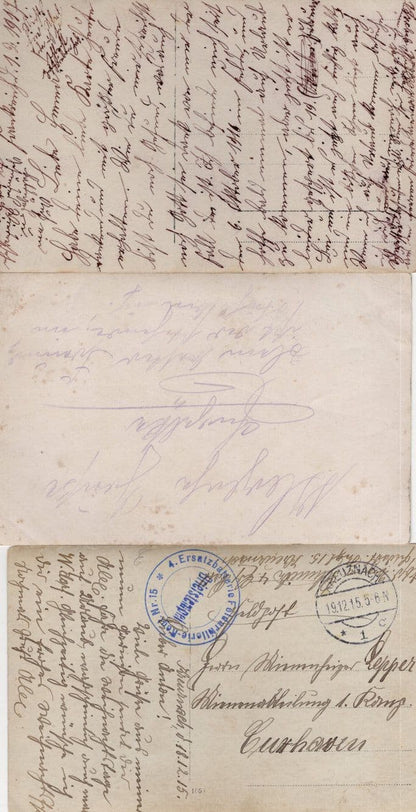 German WW1 Soldier Photo War 3x Postcards & Signed Soldier Messages
