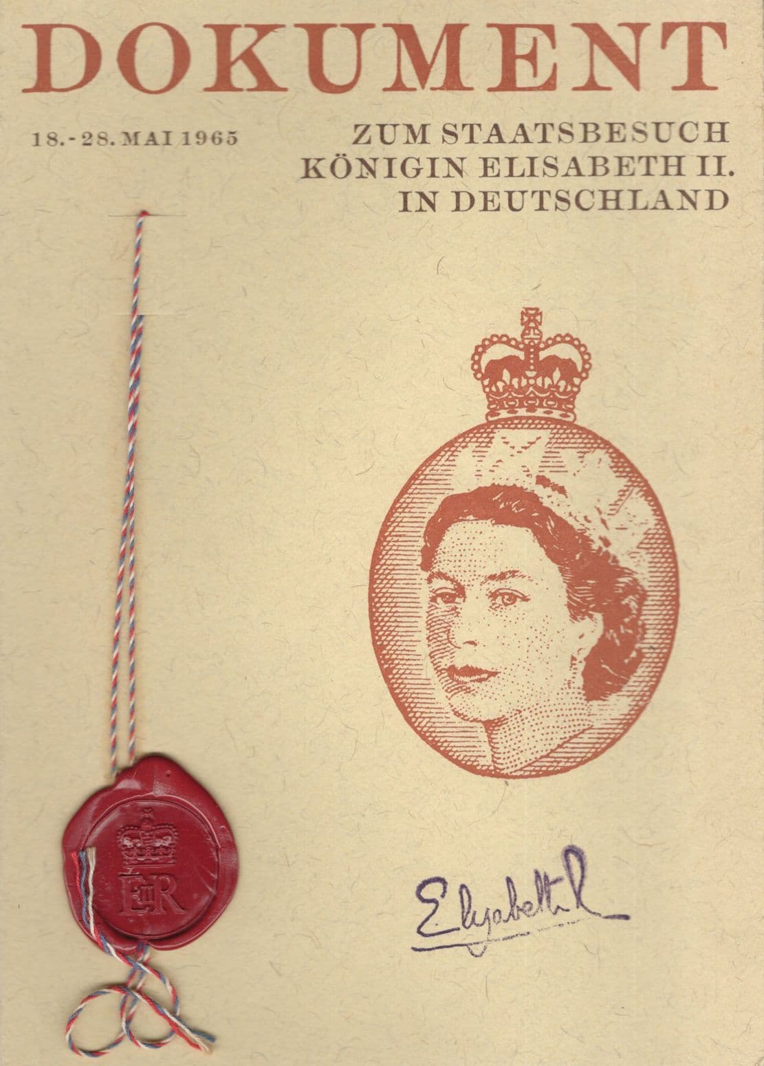 Germany Dokument 1965 Queen Elizabeth II Royal Necklace Royal Ephemera