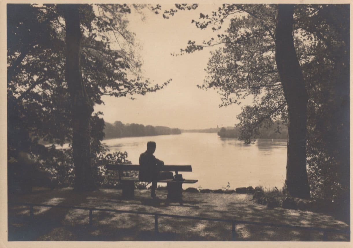 Germany Man At The Rhein Waters Edge Photo Art 1940s Postcard
